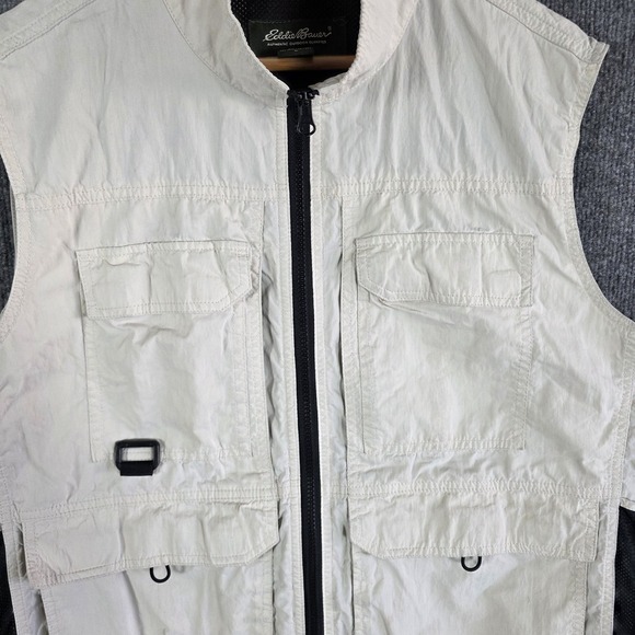 Eddie Bauer Utility Vest Men's Large Tan Safari Fishing Travel Multi Pocket 2007 - Picture 3 of 13